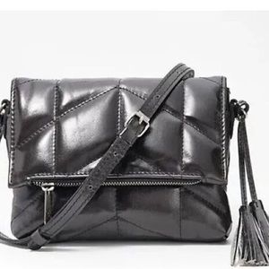 Patricia Nash Quilted Oil-Waxed Leather Corfu Crossbody-Soft Black